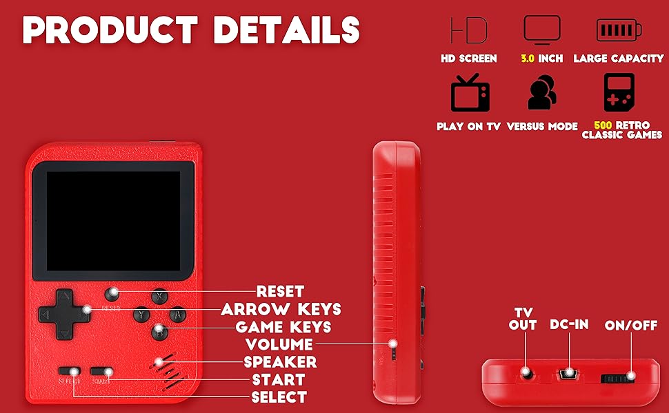 RETRO HANDHELD GAME CONSOLE PRODUCT DETAILS