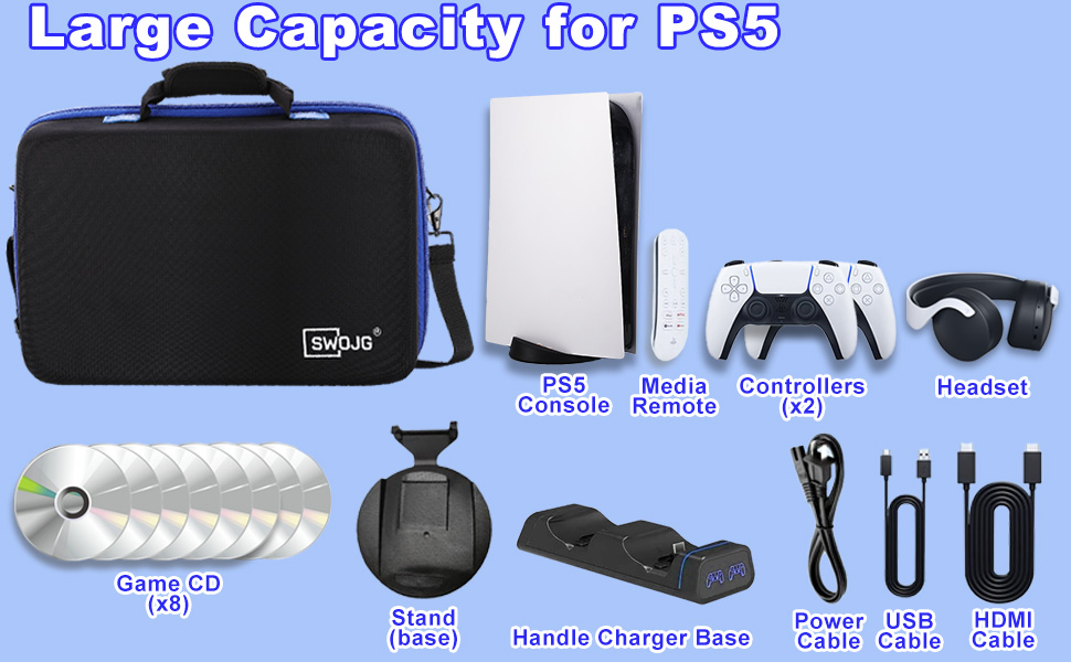 Carrying Case for PS5, Hard Shell Travel Case Compatible with PS5 Console Controller