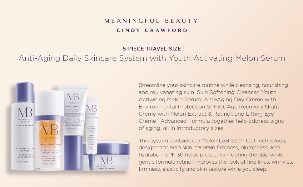 Meaningful Beauty Anti-Aging Daily Skincare System with Youth Activating Melon Serum